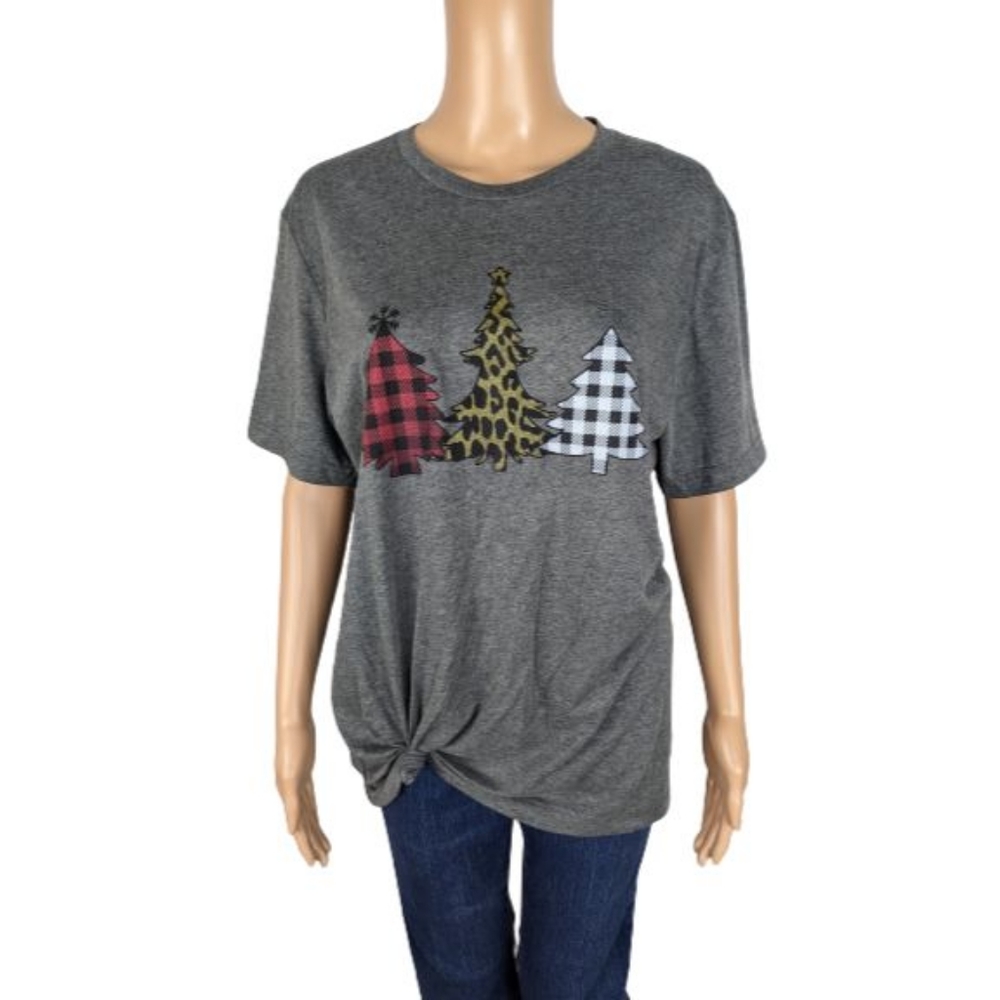 Bella Canvas Trio of Christmas Trees Graphic T-Shirt L